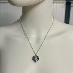 Brighton Reversible Crystal Reno Heart Pendant on .925 Sterling Silver Necklace